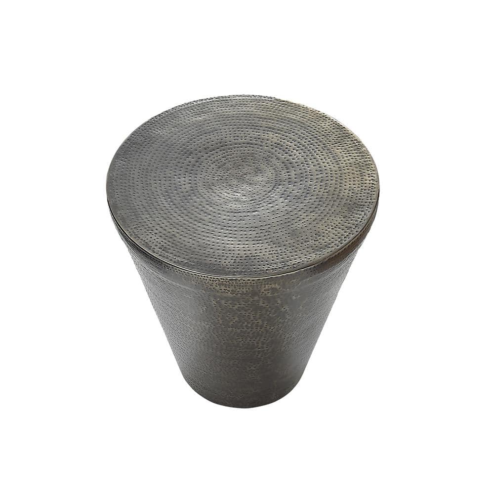 20 in. Silver Round Metal End Table