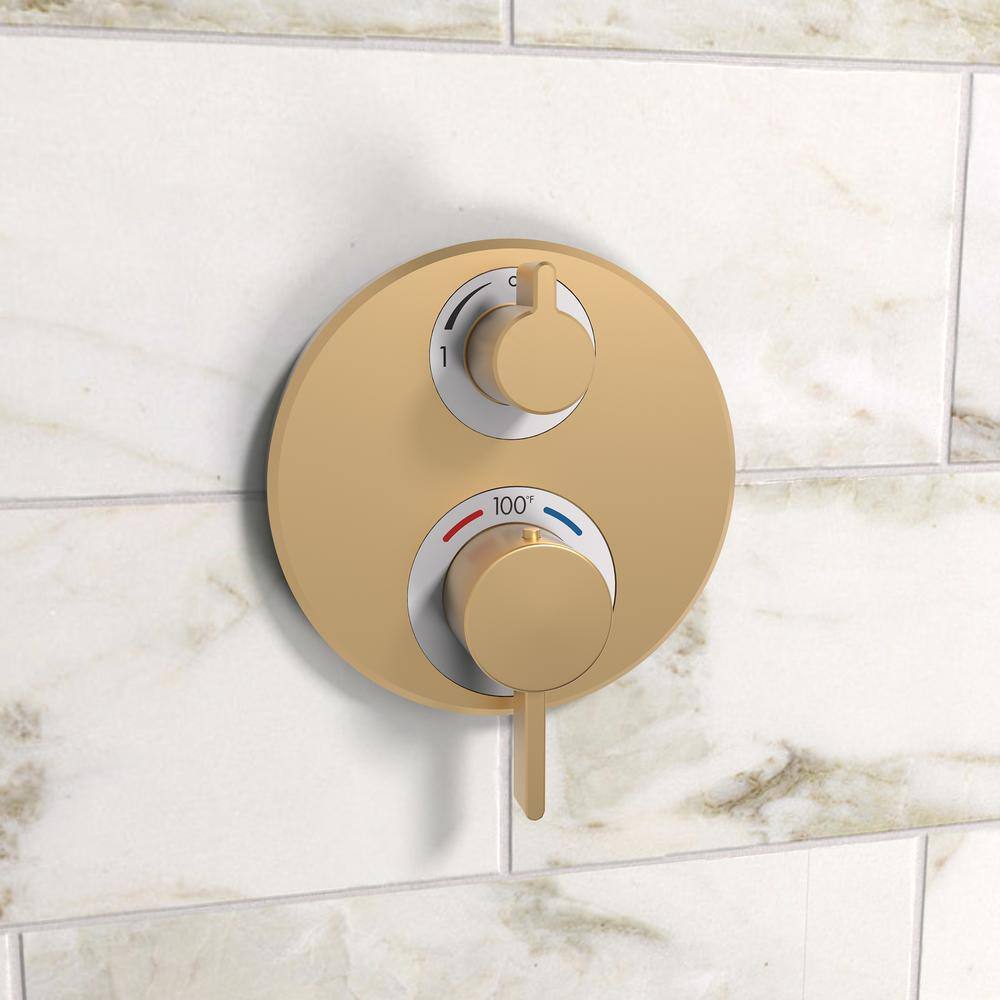 Brushed Bronze Wall-Mounted Thermostatic Shower Valve Trim