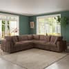 J&E Home 118 in. Brown Rabbit Plush Modular Sectional Sofa