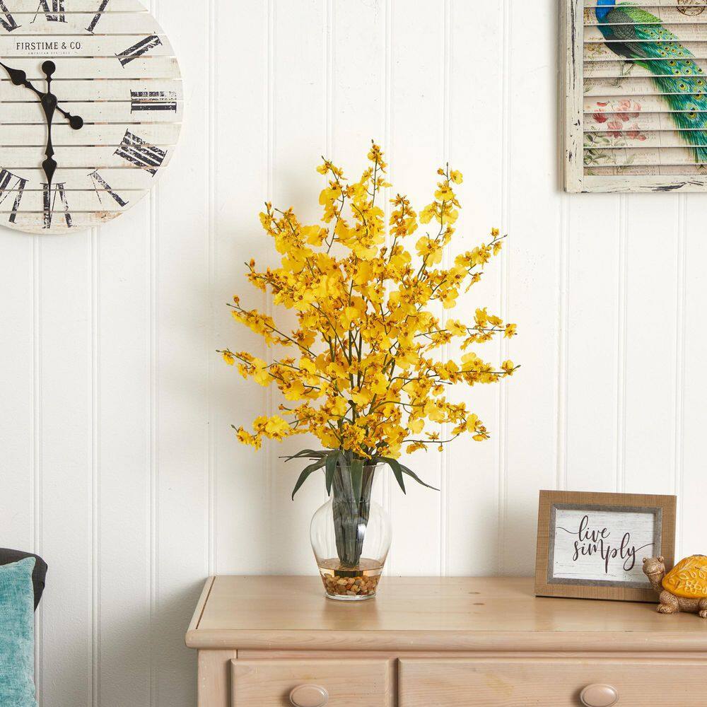 Orchid Elegance 31" Outdoor Tabletop Silk Flower in Glass Vase