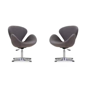 Raspberry Grey and Polished Chrome Wool Blend Adjustable Swivel Accent Arm Chair (Set of 2)