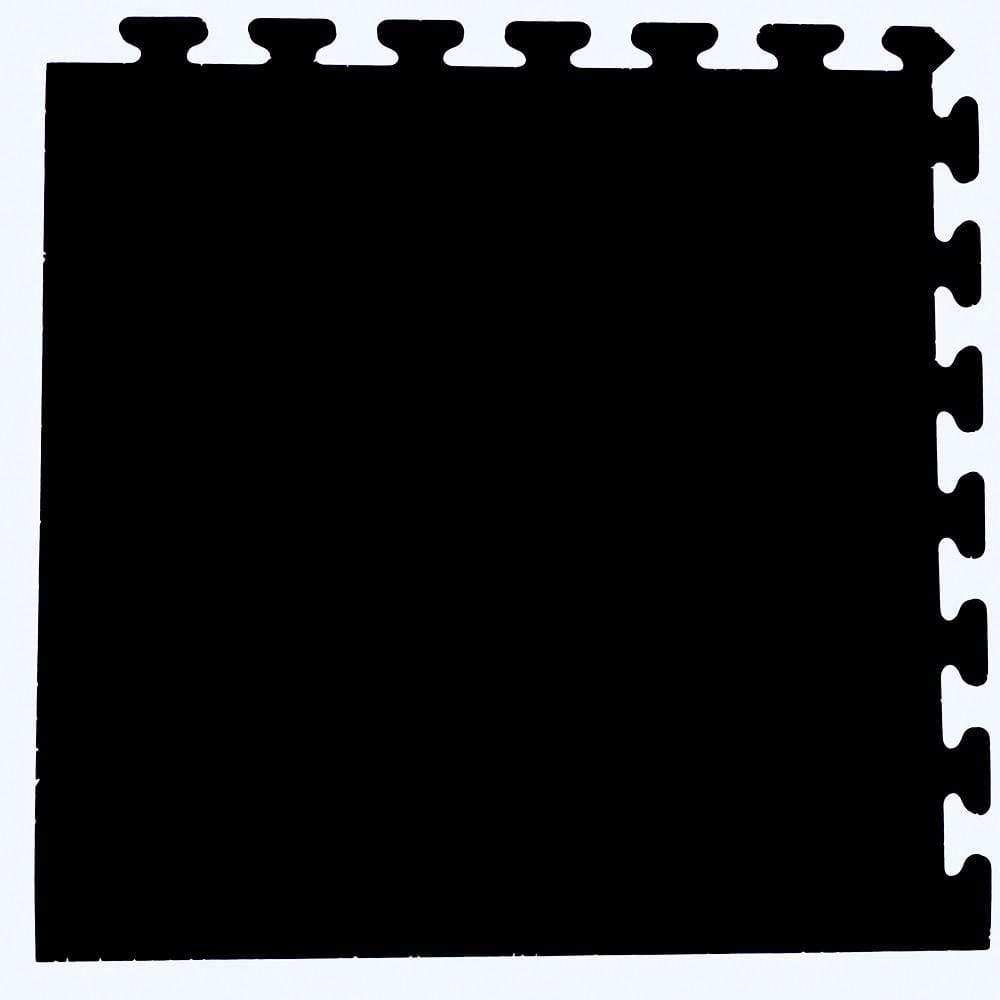 Solid Black 24 in. x 24 in. Finished Corner Recycled Rubber Floor Tile (16 