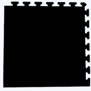 Solid Black 24 in. x 24 in. Finished Corner Recycled Rubber Floor Tile (16 sq. ft./ case)