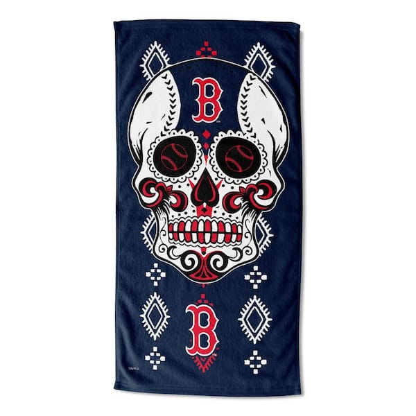 MLB Red Sox Candy Skull Printed Cotton/Polyester Blend Multicolor Beach Towel