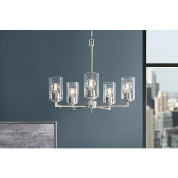 Home Decorators Collection Helenwood 5-Light Brushed Nickel Chandelier with Clear Seeded Glass