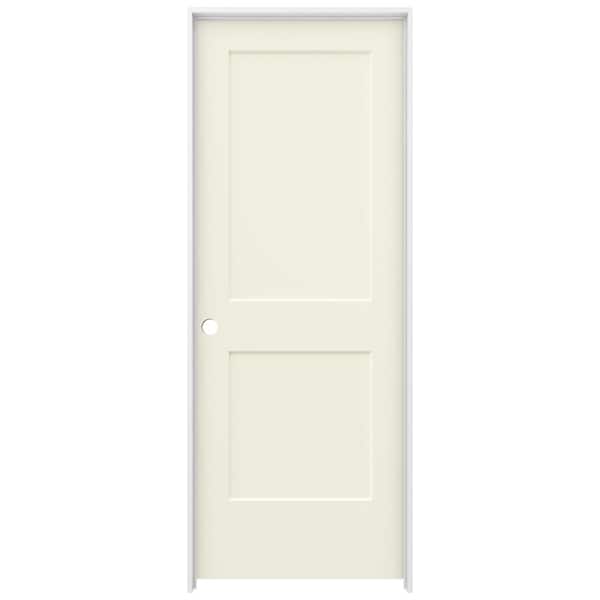 JELD-WEN 32 in. x 80 in. Monroe Vanilla Painted Right-Hand Smooth Solid Core Molded Composite MDF Single Prehung Interior Door