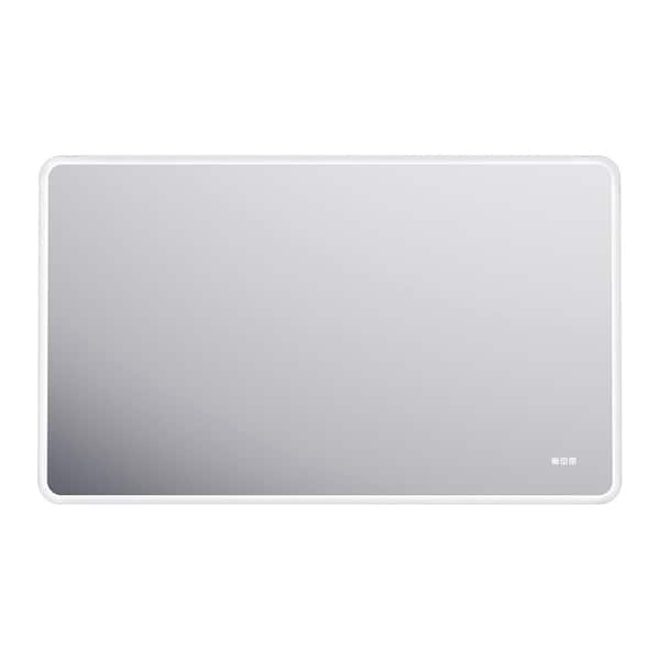 60 in. W x 36 in. H Rectangular Framed Defogging LED Light Wall Bathroom Vanity Mirror in Matte White