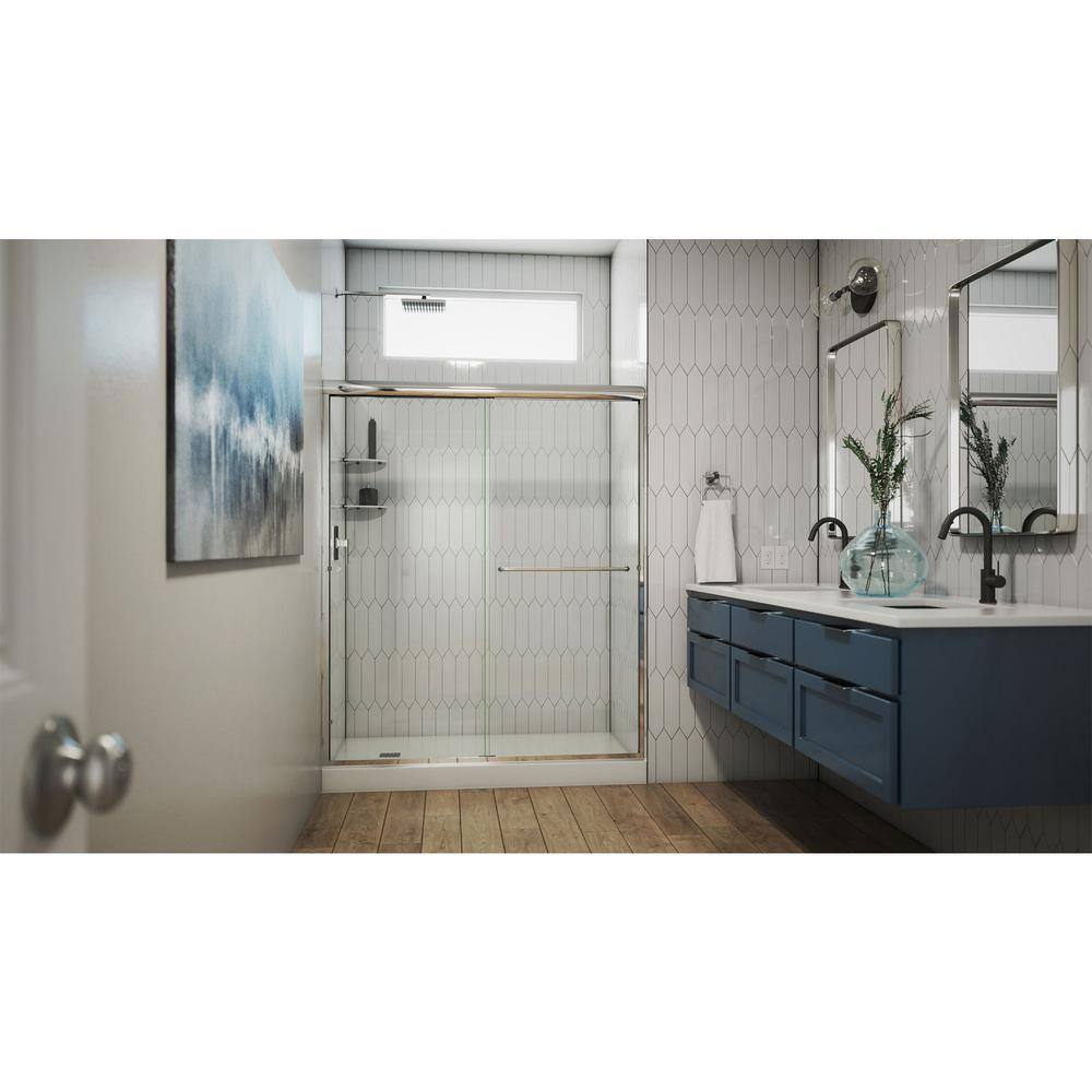 Alliance Pro 56'' Matte Black Semi-Frameless Sliding Shower Door