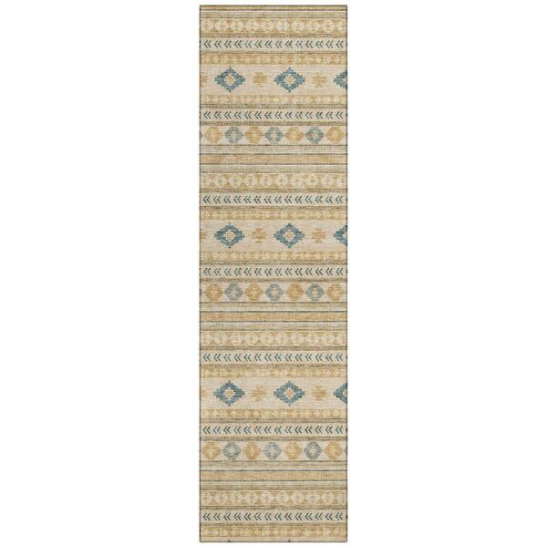 Chantille Machine Washable Indoor/Outdoor Abstract ACN3124 Wheat 2 ft. x 7 ft. Runner Rug