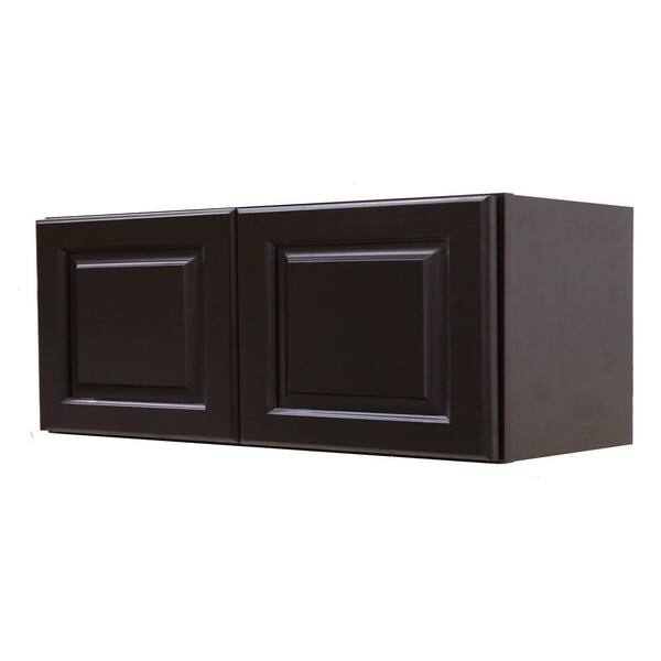LIFEART CABINETRY LaPort Assembled 36 in. x 18 in. x 12 in. Wall Cabinet with 2 Doors and No-Shelves in Dark Espresso