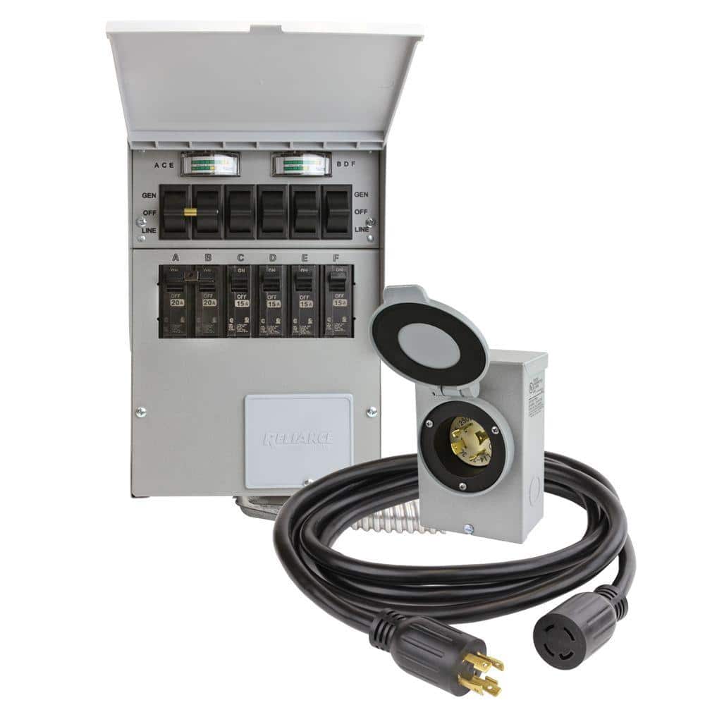 Reliance Controls 30 Amp 250-Volt 7500-Watt Non-Fuse 6-Circuit Transfer  Switch Kit 3006HDK - The Home Depot