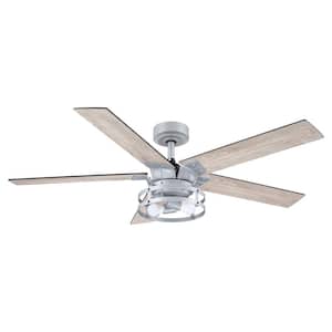 52 in. Indoor Silver Downrod Mount Ceiling Fan with Remote Control and Light Kit