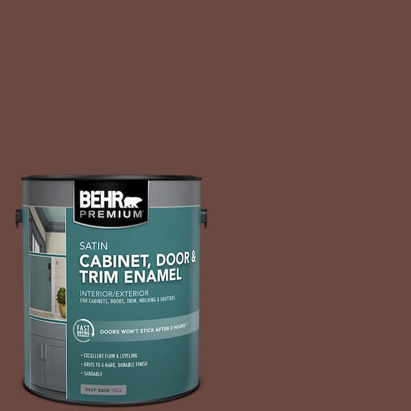 1 gal. #S-G-740 Brown Eyes Satin Enamel Interior/Exterior Cabinet, Door & Trim Paint