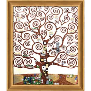 Tree of Life by Gustav Klimt Muted Gold Glow Framed Abstract Oil Painting Art Print 24 in. x 28 in.