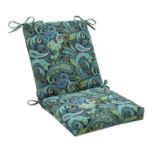 Pillow Perfect Paisley Blue/Green Pretty Rectangular Outdoor Seat Cushion