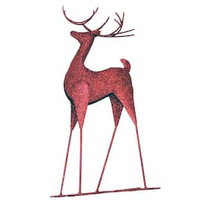 20 in. Red Metal Standing Reindeer (Set of 2)