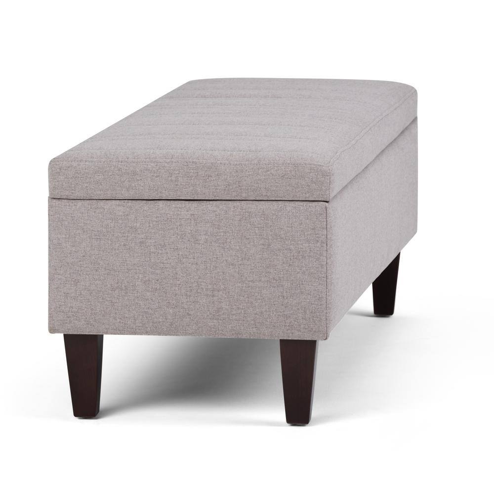 Gray Cloud Linen Rectangular Storage Ottoman with Lift-Up Lid