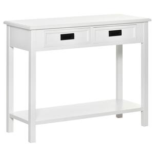 39.25 in. White Rectangle MDF Console Table with 2-Drawers