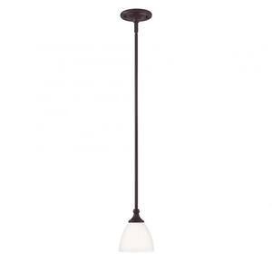 Herndon 5.5 in. W x 9.5 in. H 1-Light English Bronze Mini-Pendant Light with Frosted Glass Shade