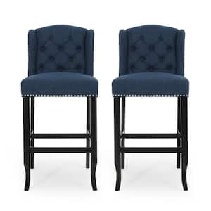 Foxwood 45.25 in. Navy Blue Wingback Bar Stool (Set of 2)