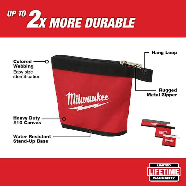 14 in., 8 in. and 6 in. Multi-Size Zipper Tool Bags in Red (3-Pack)