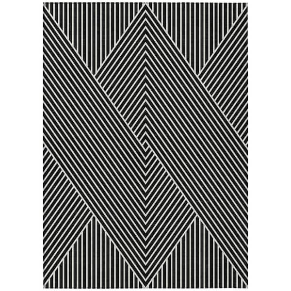 Chantille Machine Washable Indoor/Outdoor Abstract ACN937 Black 8 ft. x 10 ft. Area Rug