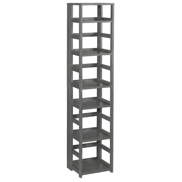 Regency Nemus 67 in. Grey 6-Shelf High Square Folding Standard Bookcase