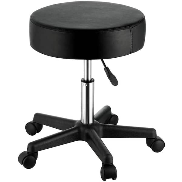 Rolling Stool with Wheels, 400 lbs. Capacity, Adjustable Height, Ultra-Thick Seat Cushion, Lawn Chairs, Black Metal