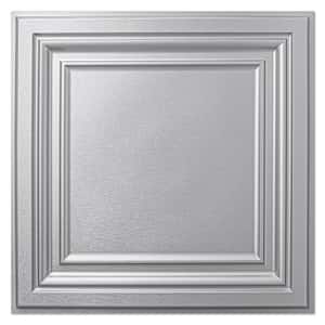 Square Silver 2 ft. x 2 ft. Decorative PVC Drop In Ceiling Tile (48 sq.ft./case)