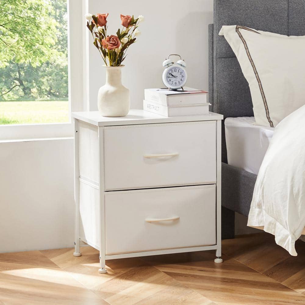 FIRNEWST Sandra White 18 in. W 2-Drawer Dresser with Fabric Bins and Steel  Frame Nighstand Chest of Drawers HD-CAB-2BC-WT - The Home Depot
