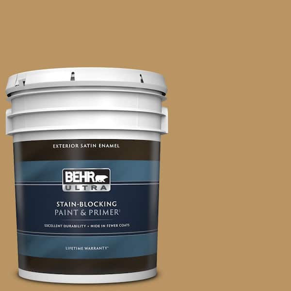 BEHR ULTRA 5 gal. #S300-5 Spiced Mustard Satin Enamel Exterior Paint & Primer