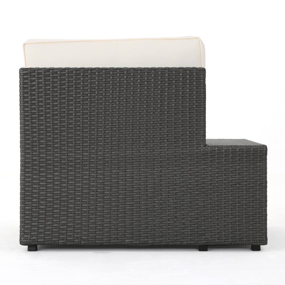 Gray Iron 9-Seater Outdoor Sectional Sofa Set with White Cushions