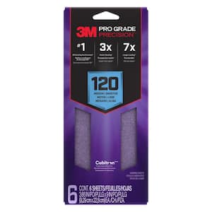 Pro Grade Precision 3.7 in. x 11 in. Medium 120-Grit Sheet Sandpaper (6-Pack)