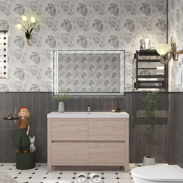 BV Better Vanity Louis 47 in. W x 20 in. D x 35 in. H Single Sink Freestanding Bath Vanity in Pink Wood with White Acrylic Top