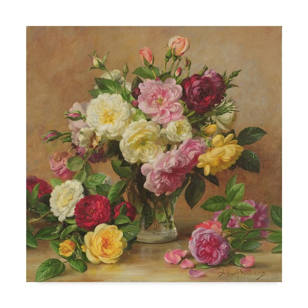 Trademark Fine Art Albert Williams 'Old Fashioned Victorian Roses' Canvas Unframed Photography Wall Art 35 in. x 35 in
