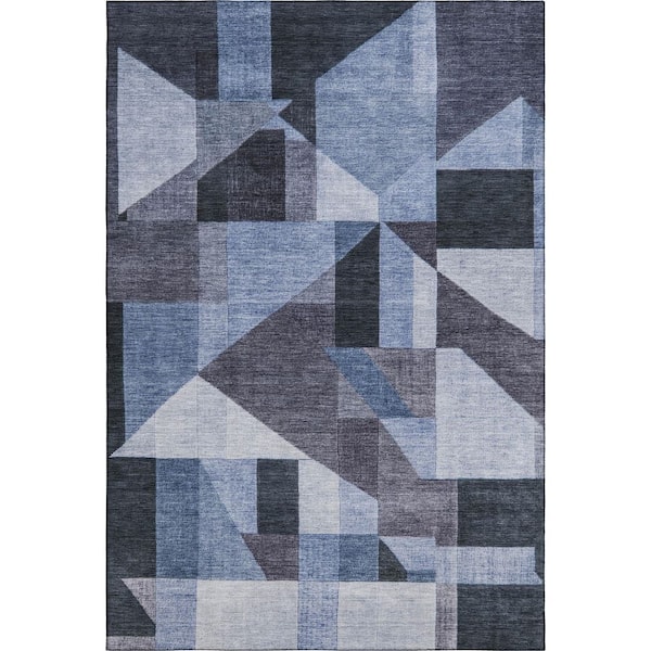 Mayfield Premium Machine Washable Abstract AMF2365 Blue 5 ft. x 7 ft. 6 in. Area Rug