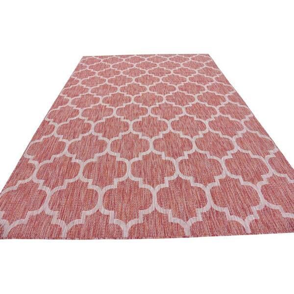 Unique Loom Outdoor Trellis Area Rug (7' x 10' - Rust Red)