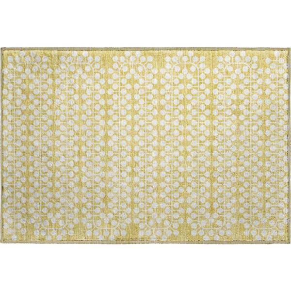 Mayfield Premium Machine Washable Abstract AMF2247 Gold 2 ft. x 3 ft. Accent Rug