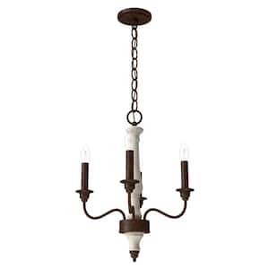 Teren 4 Light Distressed White Candlestick Chandelier Dining Room Light