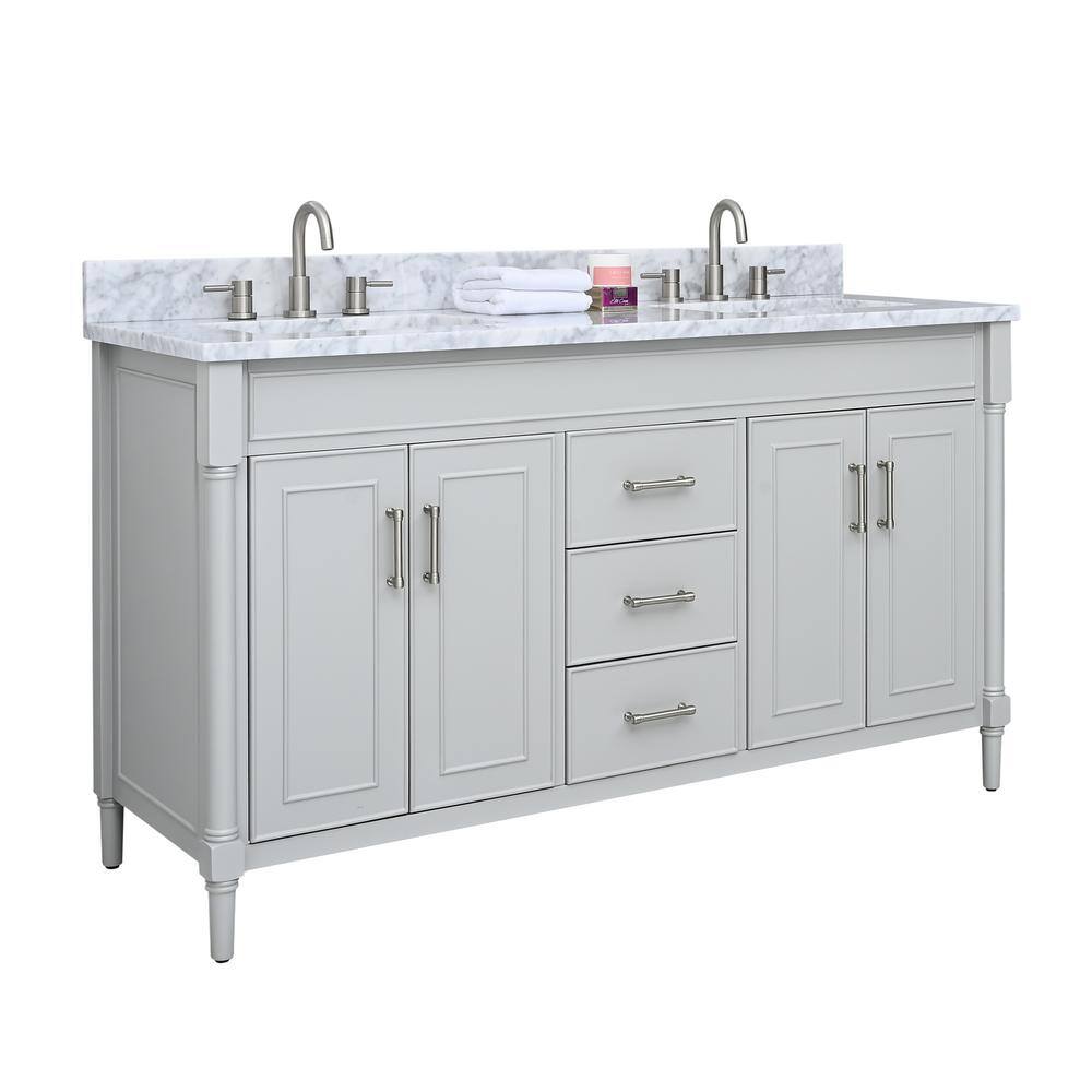 Bristol Light Gray 61'' Double Freestanding Bathroom Vanity