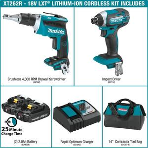 18V 2.0Ah LXT Lithium-Ion Compact Cordless Combo Kit (2-Piece) (Impact Driver/ Brushless Drywall Screwdriver)