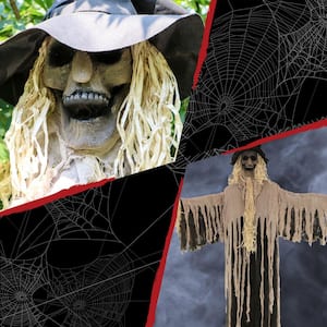 6 ft. Standing Scarecrow, Indoor or Covered Outdoor Halloween Decoration, Poseable, The Hunter