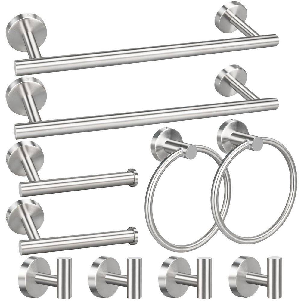 10 Piece Bathroom Hardware Set with Towel Bars, Toilet Paper Holders, Towel Rings, Robe Hooks in Brushed Nickel price history on PriceWatchPro
