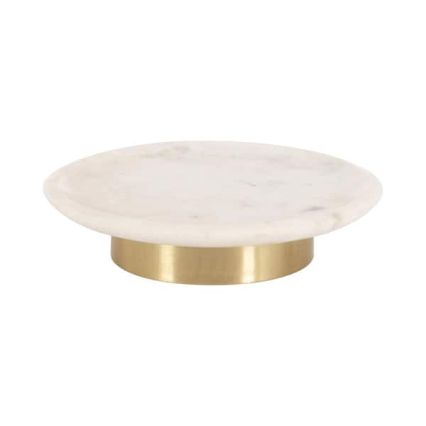 Kate and Laurel Sevienne Gold Round Stone Decorative Tray