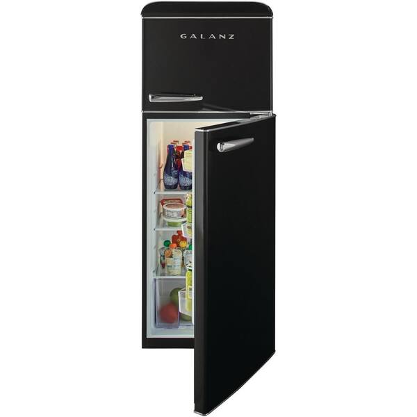 Galanz 7 6 Cu Ft Retro Mini Refrigerator With Dual Door And True Freezer In Black Glr76tbker The Home Depot