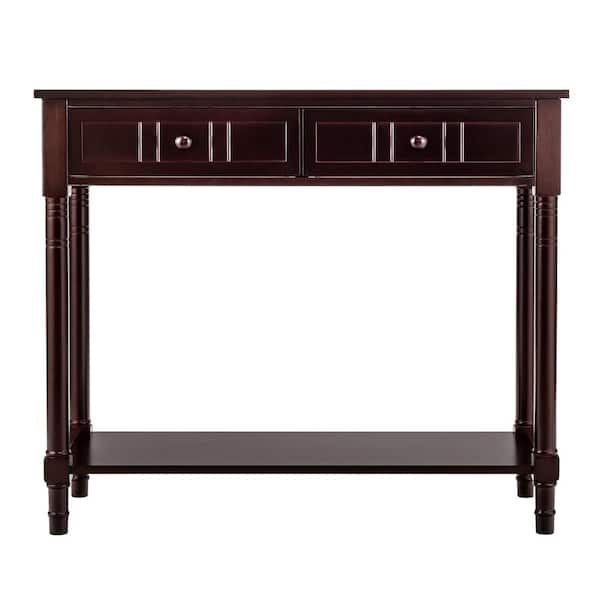 Costway Console Table Drawers Bottom Shelf Accent Sofa Entryway Hall Espresso