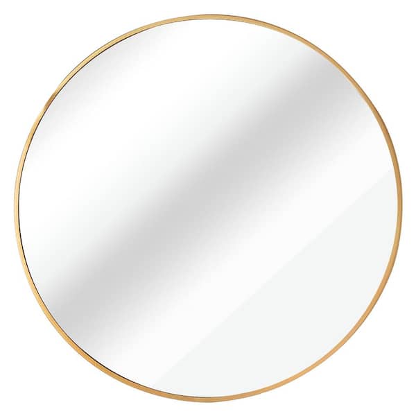 Miscool Thi 20 in. W x 20 in. H Modern Round Aluminum Framed Wall Bathroom Vanity Mirror in Gold