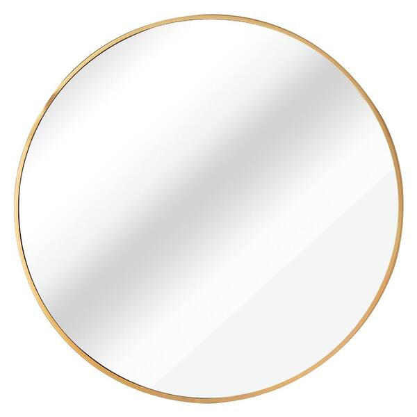 Miscool Thi 24 in. W x 24 in. H Modern Round Aluminum Framed Wall Bathroom Vanity Mirror in Gold