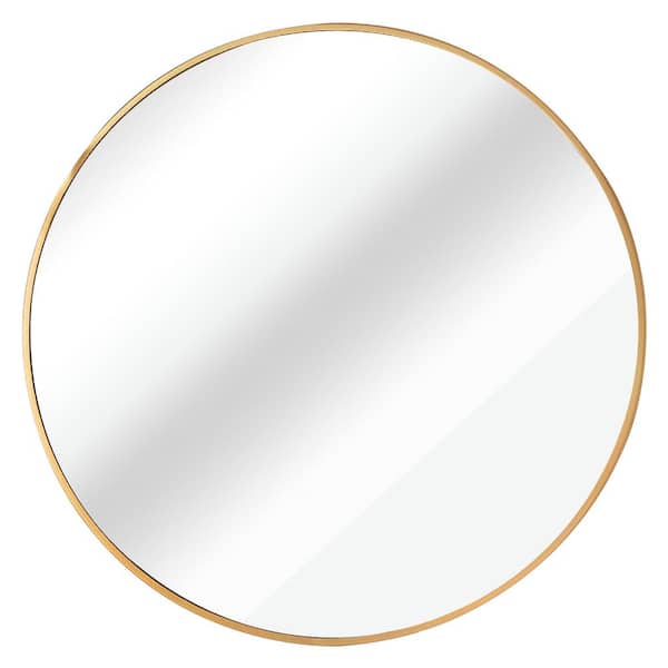 Miscool Thi 30 in. W x 30 in. H Modern Round Aluminum Framed Wall Bathroom Vanity Mirror in Gold