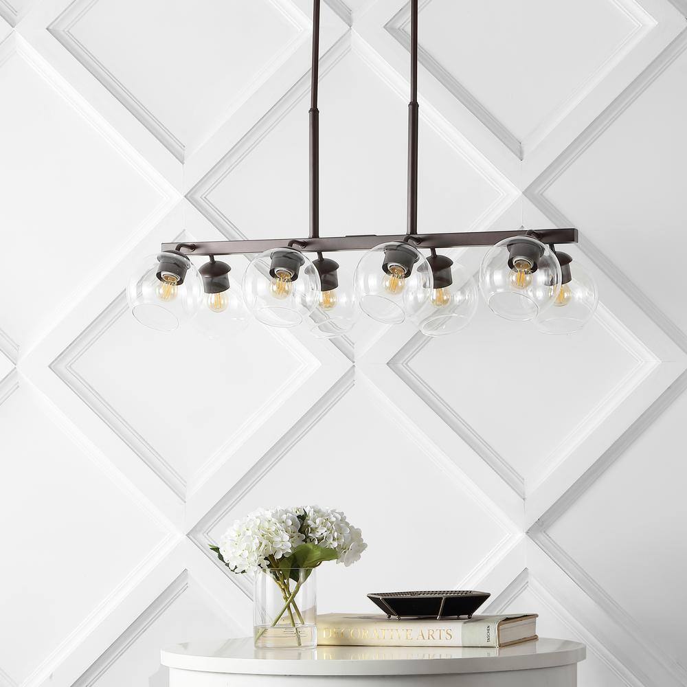 Julian 56.5" Oil-Rubbed Bronze LED Linear Pendant with Clear Glass Globes